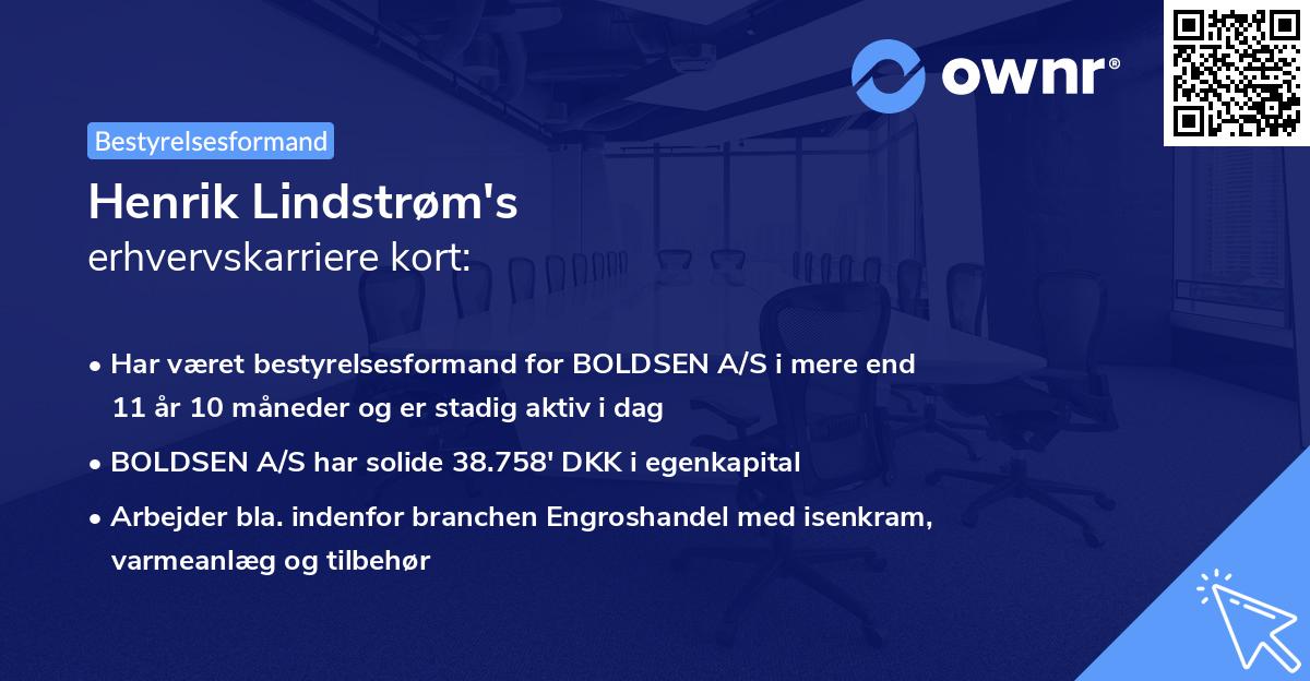 Henrik Lindstrøm's erhvervskarriere kort