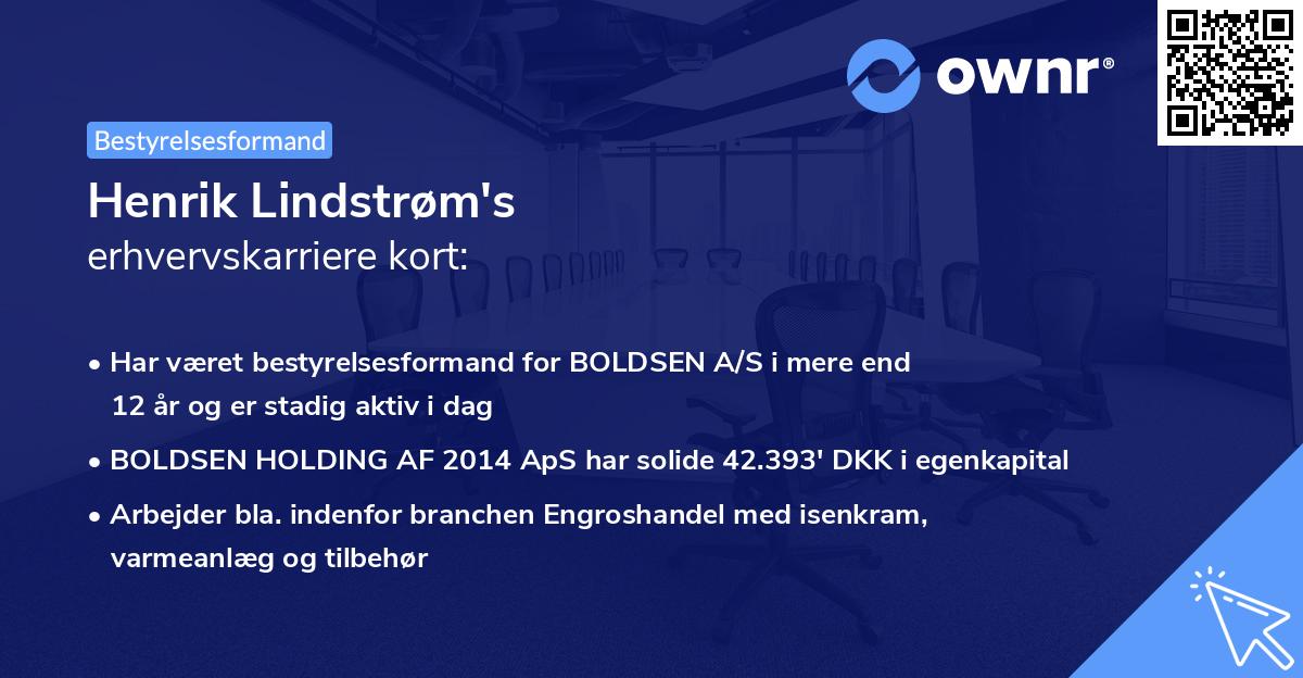 Henrik Lindstrøm's erhvervskarriere kort