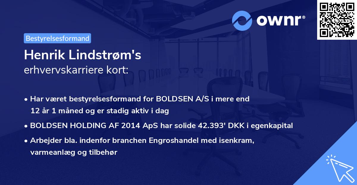 Henrik Lindstrøm's erhvervskarriere kort