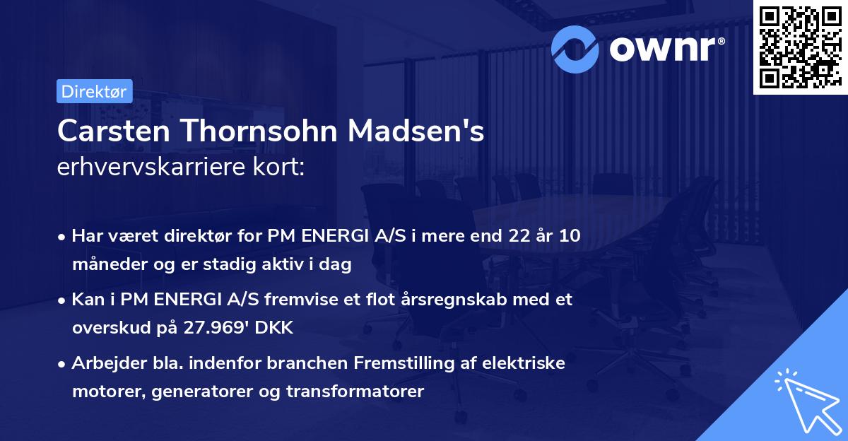 Carsten Thornsohn Madsen's erhvervskarriere kort