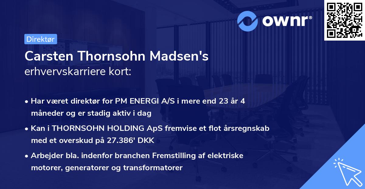 Carsten Thornsohn Madsen's erhvervskarriere kort