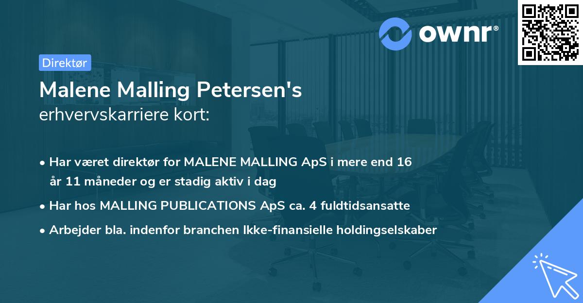 Malene Malling Petersen's erhvervskarriere kort