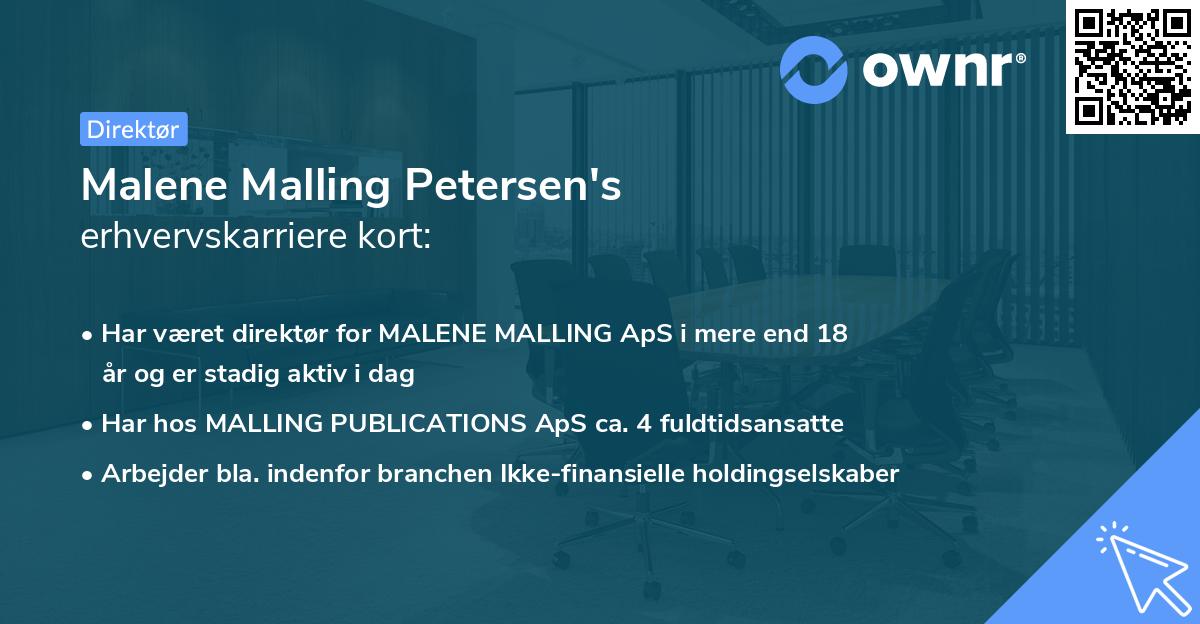 Malene Malling Petersen's erhvervskarriere kort
