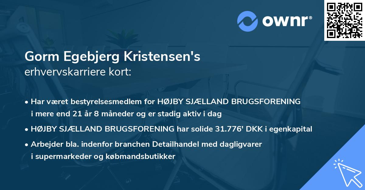 Gorm Egebjerg Kristensen's erhvervskarriere kort