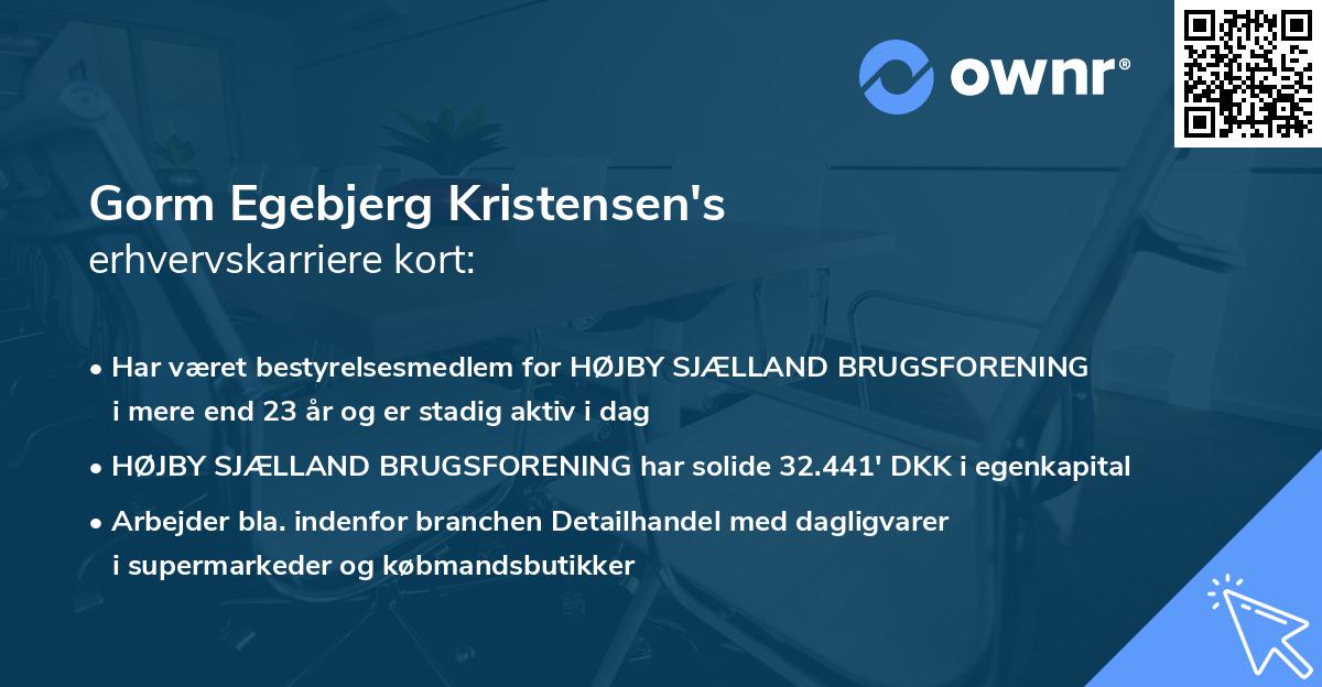Gorm Egebjerg Kristensen's erhvervskarriere kort