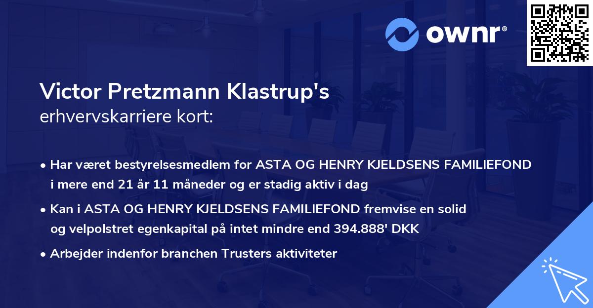 Victor Pretzmann Klastrup's erhvervskarriere kort