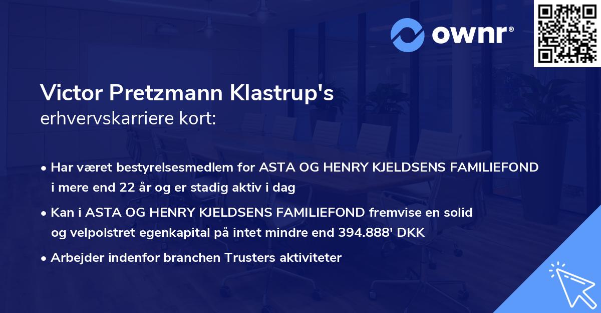 Victor Pretzmann Klastrup's erhvervskarriere kort