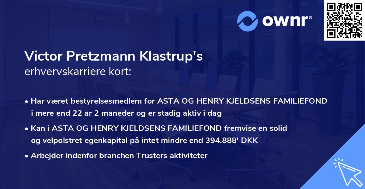 Victor Pretzmann Klastrup's erhvervskarriere kort