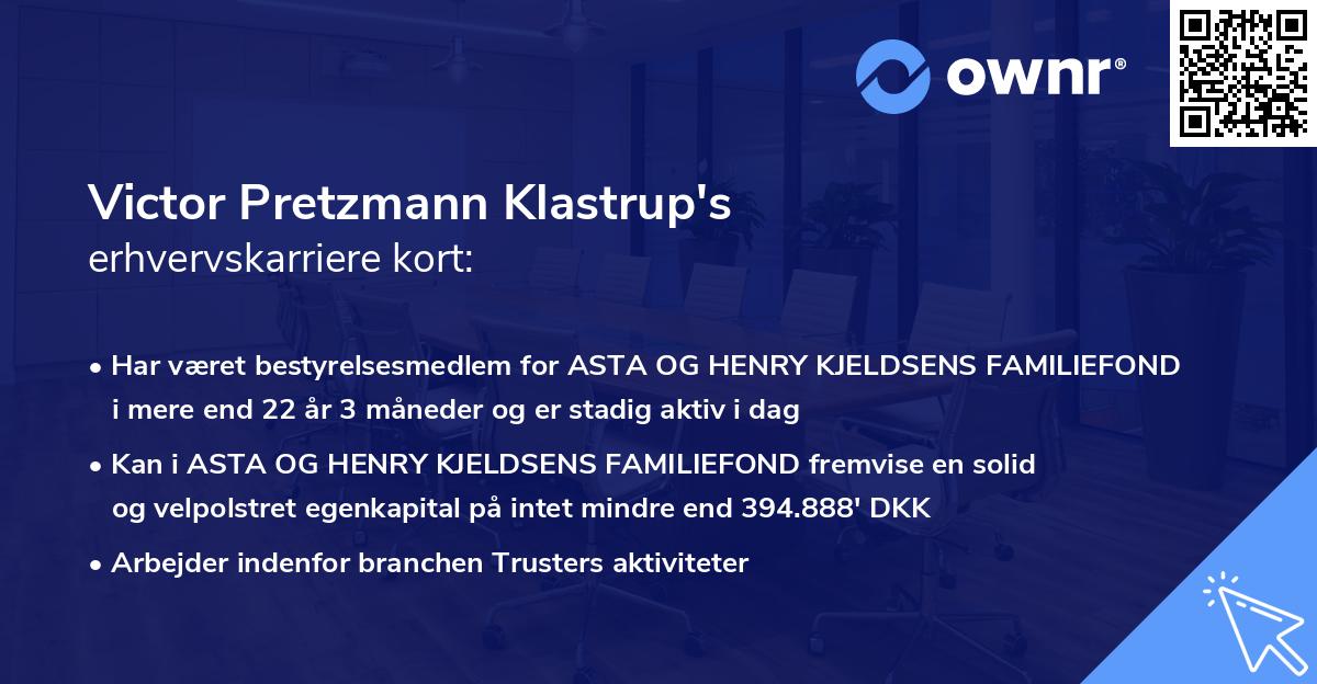 Victor Pretzmann Klastrup's erhvervskarriere kort