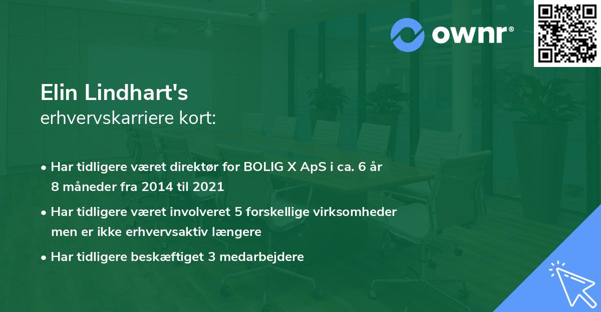 Elin Lindhart's erhvervskarriere kort