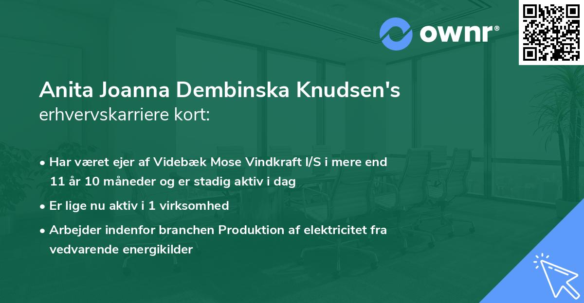 Anita Joanna Dembinska Knudsen's erhvervskarriere kort
