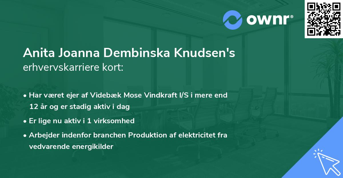Anita Joanna Dembinska Knudsen's erhvervskarriere kort