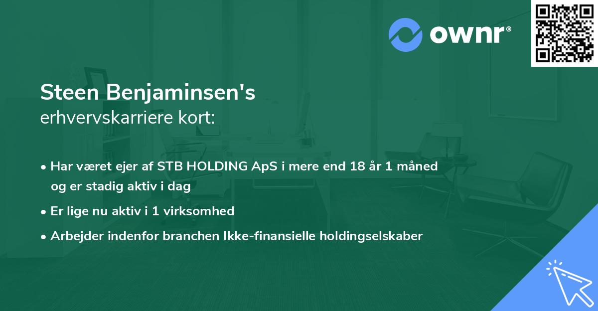 Steen Benjaminsen's erhvervskarriere kort