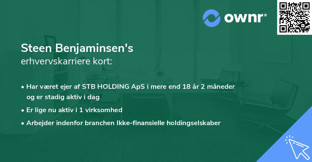 Steen Benjaminsen's erhvervskarriere kort