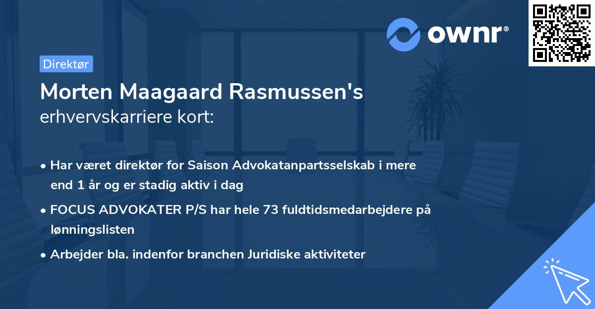 Morten Maagaard Rasmussen's erhvervskarriere kort