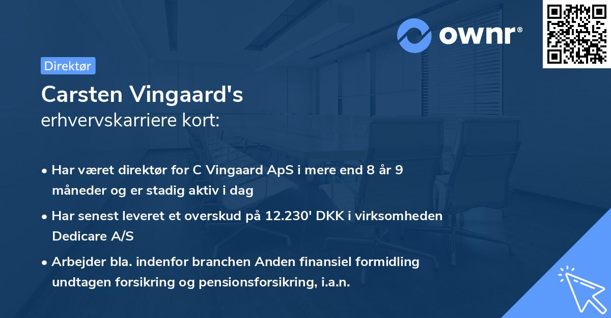 Carsten Vingaard's erhvervskarriere kort