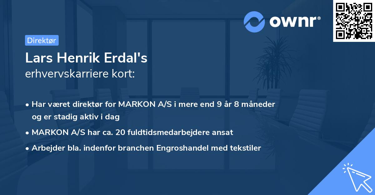Lars Henrik Erdal's erhvervskarriere kort