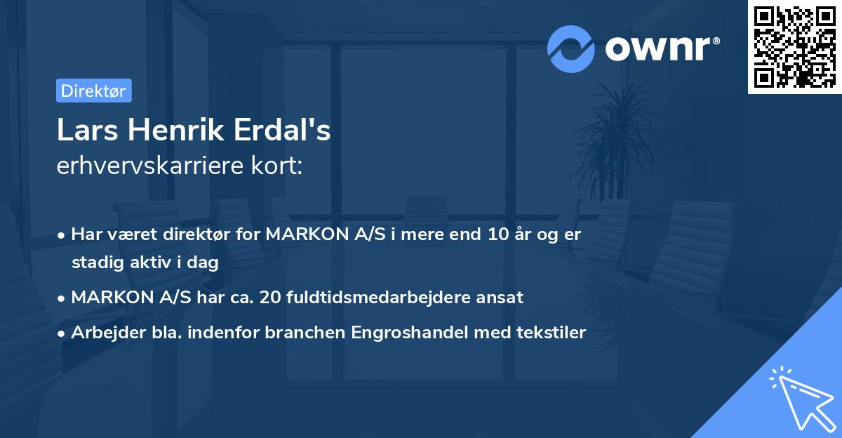 Lars Henrik Erdal's erhvervskarriere kort