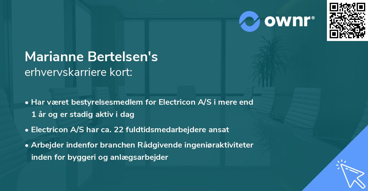 Marianne Bertelsen's erhvervskarriere kort