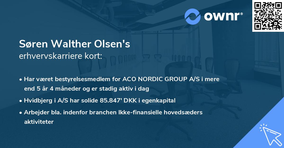 Søren Walther Olsen's erhvervskarriere kort