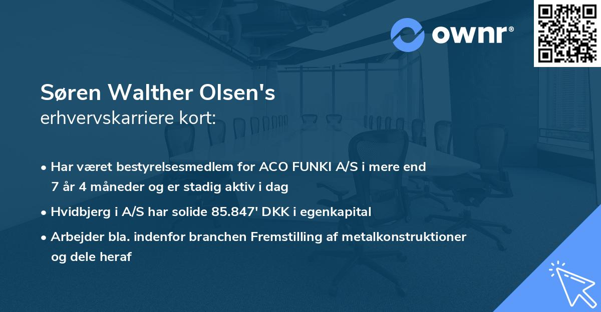 Søren Walther Olsen's erhvervskarriere kort
