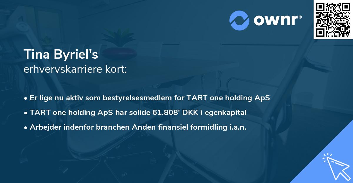 Tina Byriel's erhvervskarriere kort