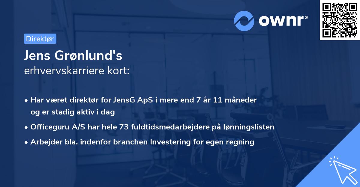 Jens Grønlund's erhvervskarriere kort