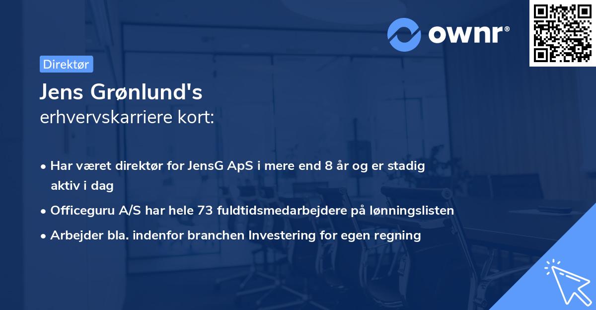 Jens Grønlund's erhvervskarriere kort