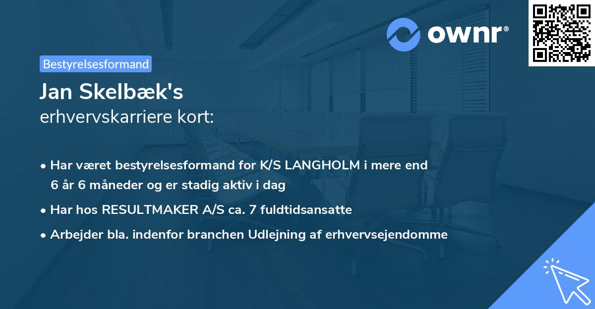 Jan Skelbæk's erhvervskarriere kort