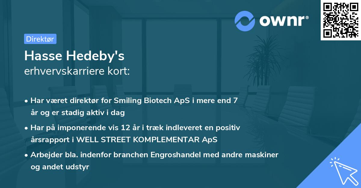 Hasse Hedeby's erhvervskarriere kort