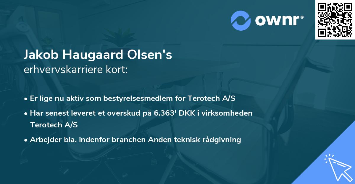 Jakob Haugaard Olsen's erhvervskarriere kort