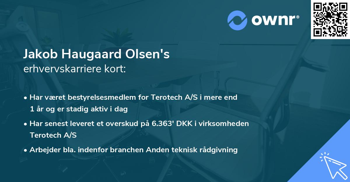 Jakob Haugaard Olsen's erhvervskarriere kort