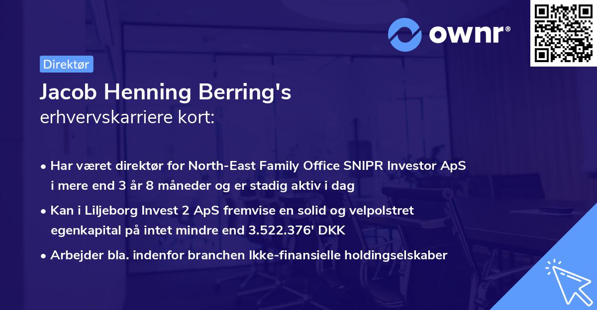 Jacob Henning Berring's erhvervskarriere kort