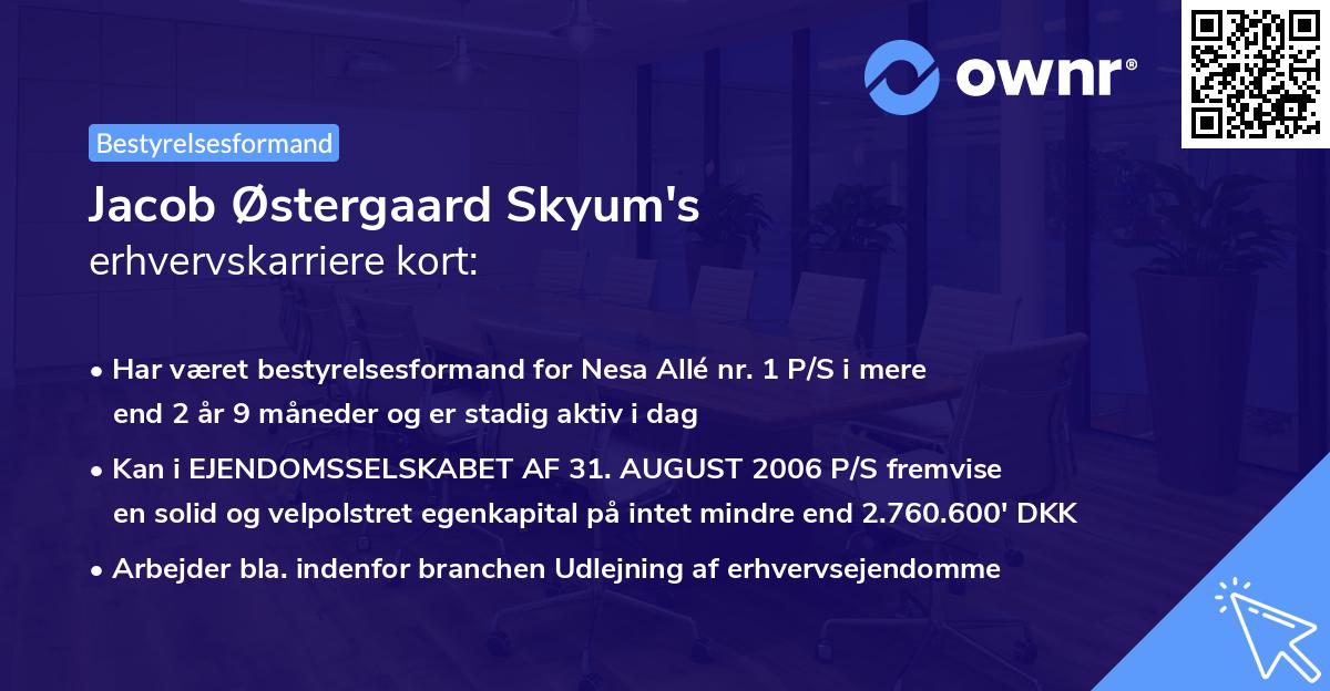 Jacob Østergaard Skyum's erhvervskarriere kort