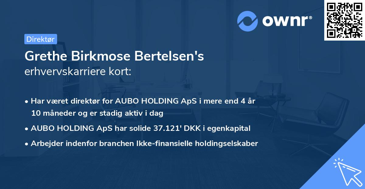 Grethe Birkmose Bertelsen's erhvervskarriere kort