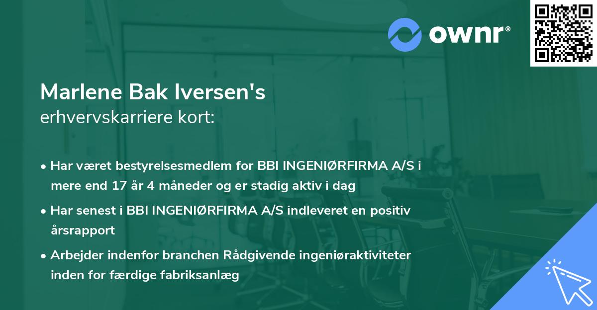 Marlene Bak Iversen's erhvervskarriere kort