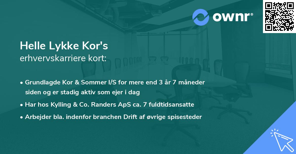 Helle Lykke Kor's erhvervskarriere kort