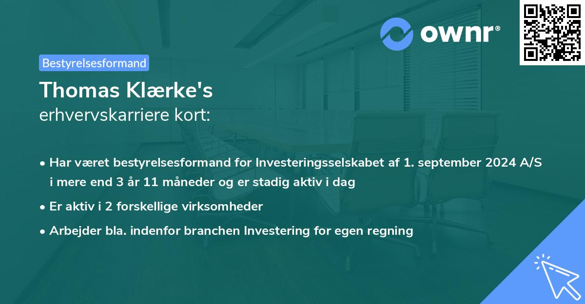 Thomas Klærke's erhvervskarriere kort