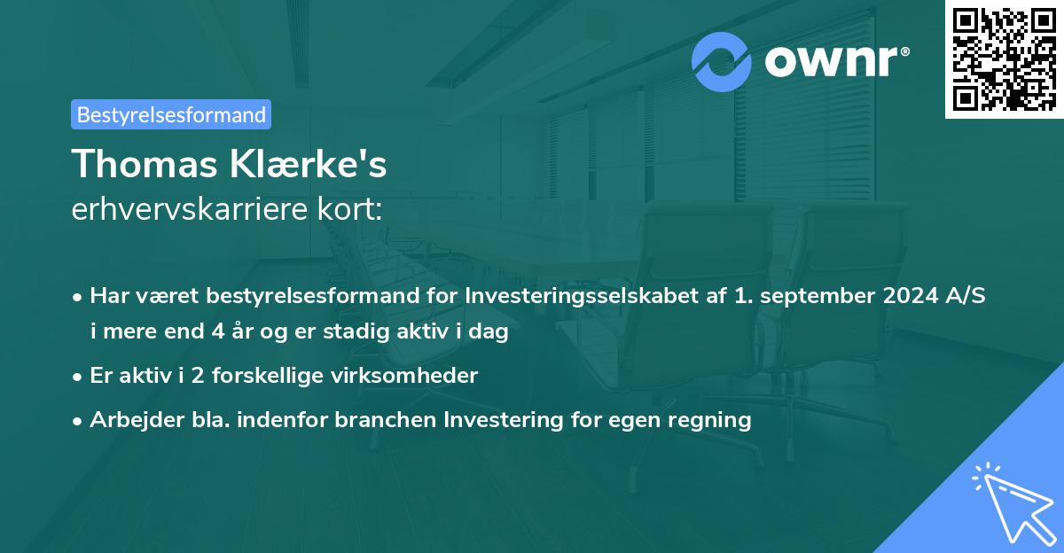 Thomas Klærke's erhvervskarriere kort