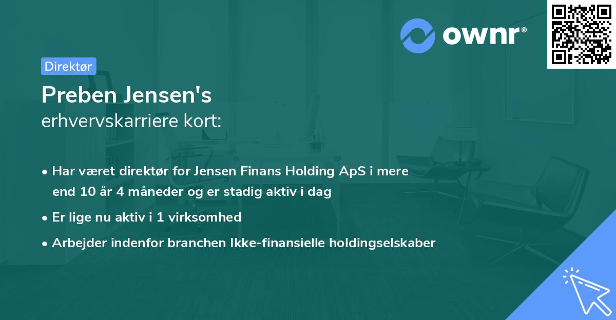 Preben Jensen's erhvervskarriere kort