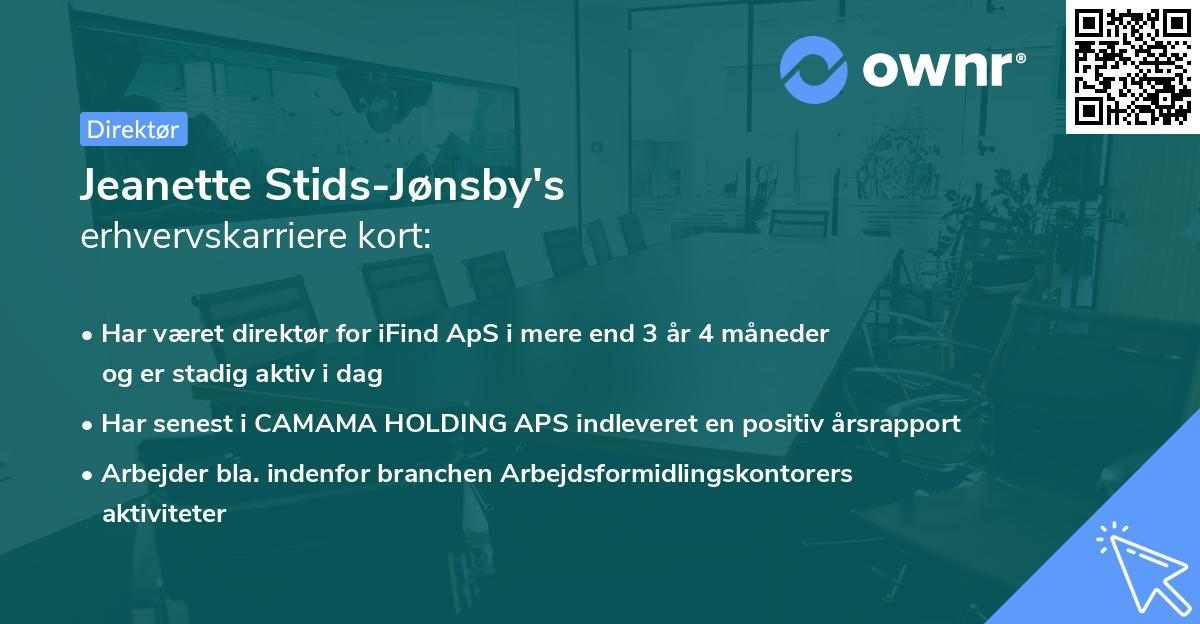 Jeanette Stids-Jønsby's erhvervskarriere kort
