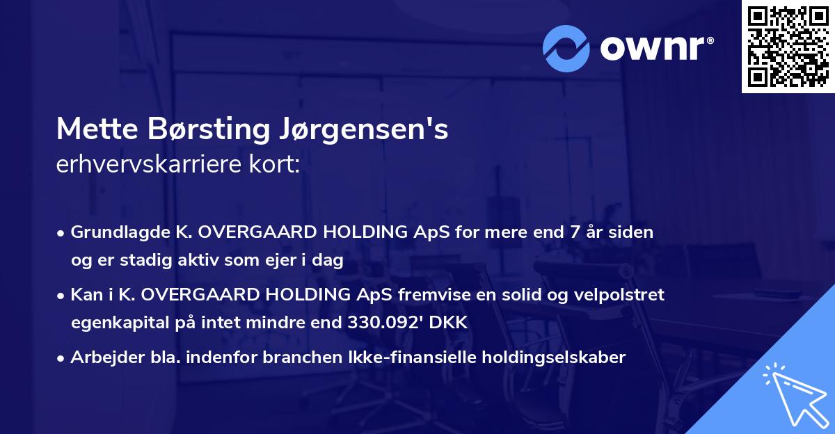 Mette Børsting Jørgensen's erhvervskarriere kort