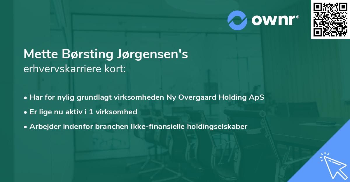 Mette Børsting Jørgensen's erhvervskarriere kort