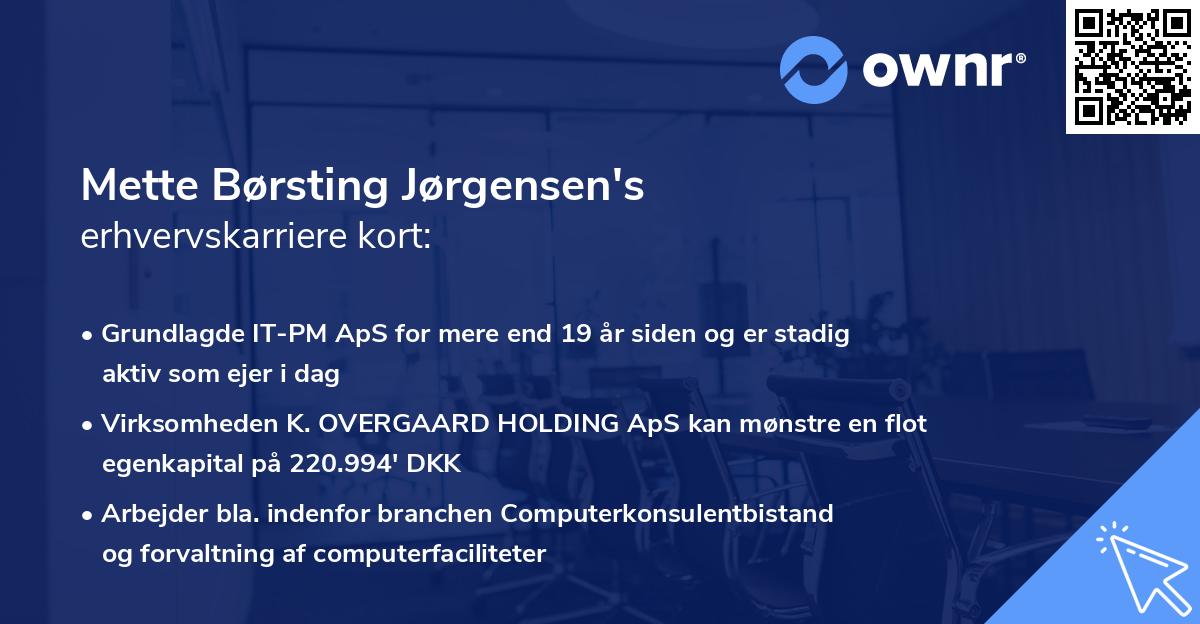 Mette Børsting Jørgensen's erhvervskarriere kort