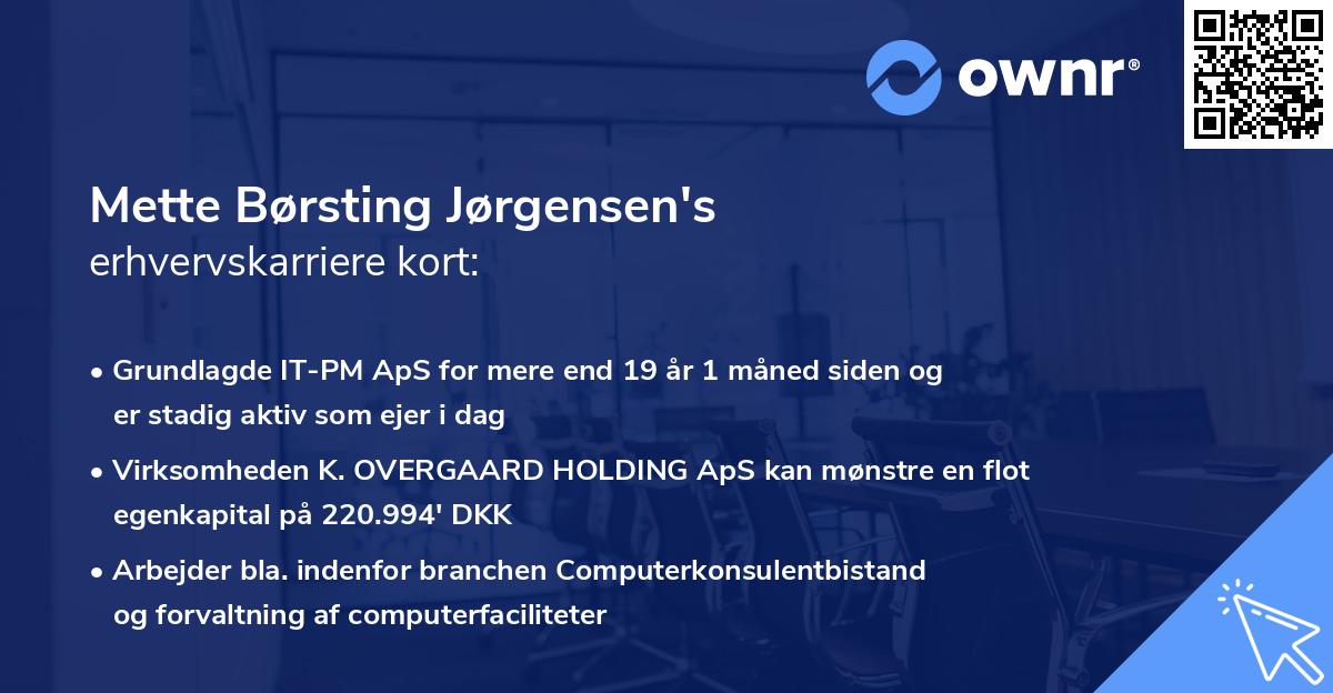 Mette Børsting Jørgensen's erhvervskarriere kort
