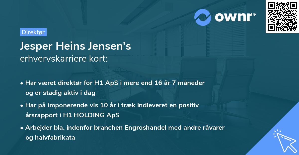 Jesper Heins Jensen's erhvervskarriere kort
