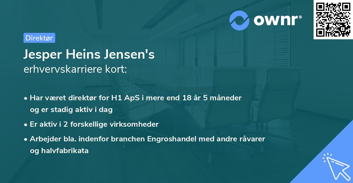 Jesper Heins Jensen's erhvervskarriere kort