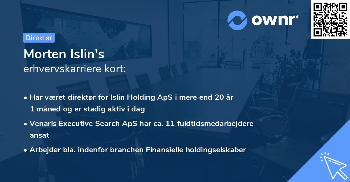Morten Islin's erhvervskarriere kort