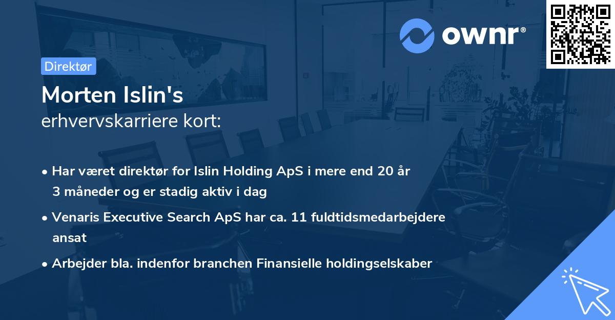 Morten Islin's erhvervskarriere kort