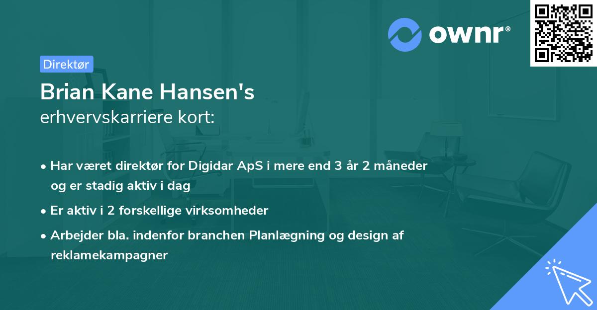 Brian Kane Hansen's erhvervskarriere kort